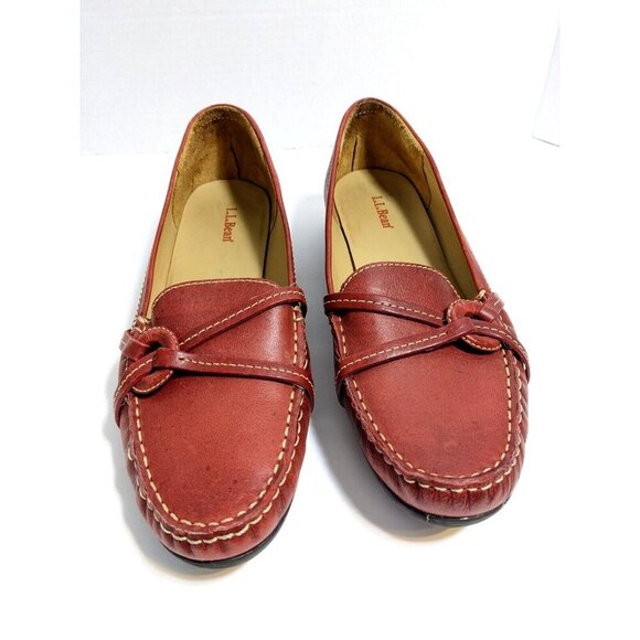 L.L. Bean Shoes - L L Bean Womens Stitched Loafers US 11 M Red Moccasin Casual Flats Shoes 0DVB3